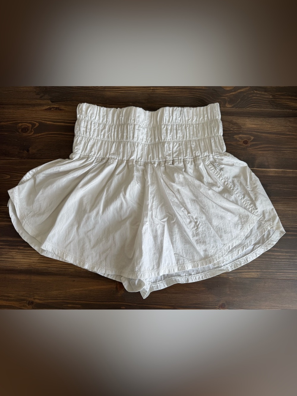 FP Movement by Free People White Smocked-Waist Flared Skort